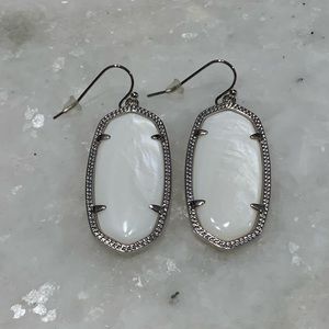 Elle Silver Drop Earrings In Ivory Mother-Of-Pearl